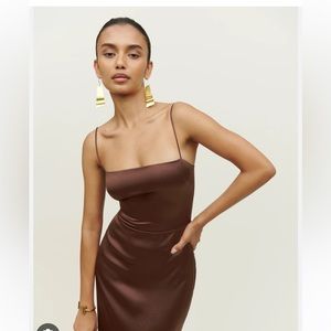 Reformation Frankie Brown Silk Dress